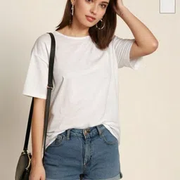 DressBerry Women Solid Round Neck Oversized T-shirt-image-73