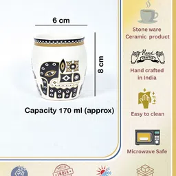 Myntra Elegant Homes Set Of 6 White & Brown Elephant Printed Glossy Ceramic Cups image 3