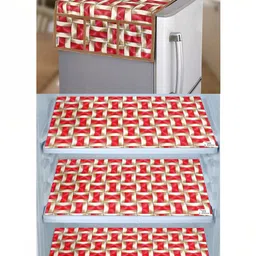 E-Retailer 4-Pcs Red & off White Printed Refrigerator Covers-image-35