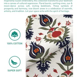 MYTRIDENT Off White Ethnic Motifs 144 TC Bedsheet with 2 Pillow Covers image 4