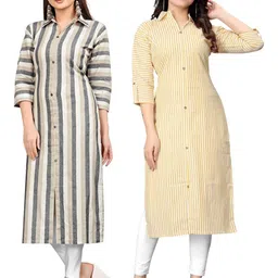 MANTRA DESIGNER Women Pack Of 2 White Khadi Kurtas-image-69