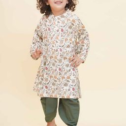 Sethukrishna Boys Floral Digital Printed Mandarin Collar Straight Kurta with Dhoti Pants-picture-25