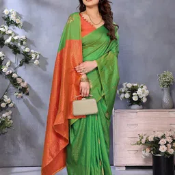 Moda Rapido Geometric Zari Silk Blend Banarasi Saree image 5
