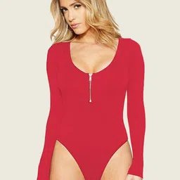 StyleCast Front Zip Scoop Neck Full Sleeves Bodysuit-picture-41