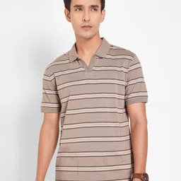 Peregrine by Pantaloons Striped Polo Collar Slim Fit T-shirt-picture-33