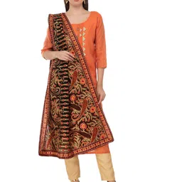 A R SILK DUPATTA HUB Embroidered Dupatta with Thread Work image 5