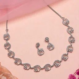 Anouk Silver-Plated American Diamond Stone-Studded Jewellery Set-picture-36