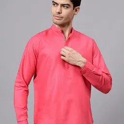 Jatin Creationss Mandarin Collar Thread Work Straight Cotton Kurta-image-13