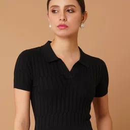 Chemistry Women Ribbed Cotton Fitted Crop Top-picture-32