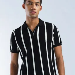 Flying Machine Men Striped Polo Collar Cotton T-shirt image 5
