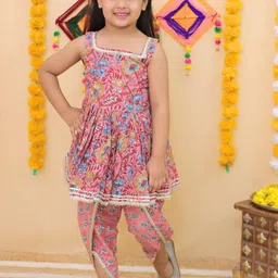 Vastrarth Girls Floral Printed Empire Pure Cotton Kurti with Dhoti Pants-picture-33