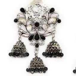 bevy pearls Bevy Artificial Stones Studded And Beaded Dome Shaped Jhumkas image 2