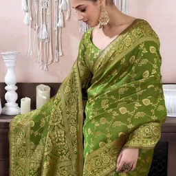 KALINI Woven Design Zari Silk Blend Banarasi Saree image 3
