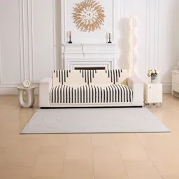 HOMETHREADS Black & Cream-Coloured Printed Sofa Cover image 2