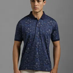Louis Philippe Sport Men Floral Printed Polo Collar Cotton T-shirt-picture-37