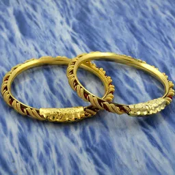 Missmister Kids Unisex Set of 2 Brass Antique Gold-Plated Kada Bracelet-picture-29