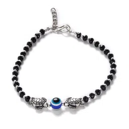 Anouk Set Of 2 Silver-Plated Artificial Beaded Evil Eye & Tortoise Anklets image 3