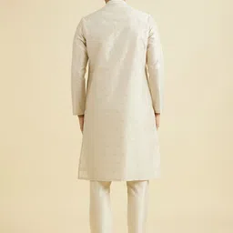 Manyavar Floral Woven Design Mandarin Collar Straight Kurta With Pyjama image 4