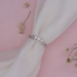 ontique Serene Sterling Silver Adjustable Ring Sterling Silver Zircon Sterling Silver Plated Ring image 3