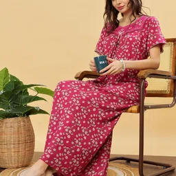 9shines Label Women Short Sleeves Floral Printed Maxi Nightdress-image-91