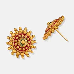 ATIBELLE Gold-Plated Floral Meenakari Work Studs image 5