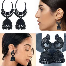 Varico Pack Of 2 Artificial Beads Beaded Dome Shaped Jhumkas image 4