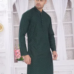 PulseIQ Men Embroidered Thread Work Cotton Kurta image 2