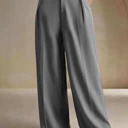 FNOCKS Women Comfort High-Rise Pleated Trousers-image-45