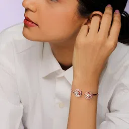 GIVA Women 925 Sterling Silver Rose Gold-Plated Cubic Zirconia Studded Cuff Bracelet image 4