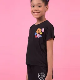 Crimsoune Club Girls Floral Printed Cotton T-shirt image 4