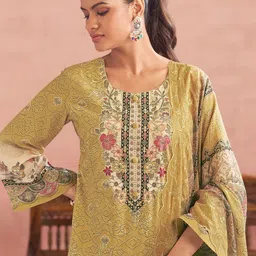 Stylee LIFESTYLE Embroidered Pure Cotton Unstitched Dress Material image 3