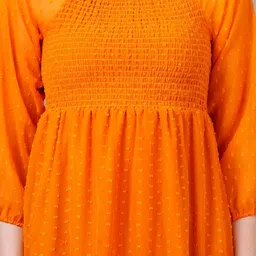 OH MI DIOS Orange Solid Georgette Midi Dress image 4