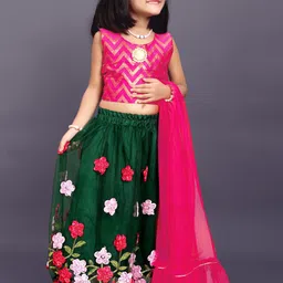 satyamfab Girls Patchwork Ready to Wear Lehenga & Blouse With Dupatta image 3
