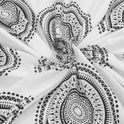 Huesland White & Black Floral Printed 186 TC Cotton Single Bedsheet Set 2.2 m x 1.3 m image 2