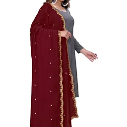 Kemza Embroidered Ikat Dupatta with Mirror Work image 5