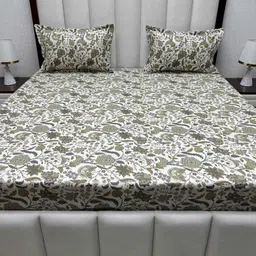 Pure Decor Royal Passion Brown Printed Pure Cotton 350 TC Queen Bedsheet Set 2.28m x 2.54m image 2