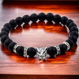 The Roadster Lifestyle Co Men Beaded Panther Leopard Punk Biker Bracelet-picture-40