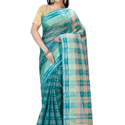 DipDiya Checked Pure Cotton Handloom Taant Saree-picture-56