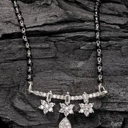ADIVA Silver-Plated Cubic Zirconia Studded & Beaded Mangalsutra-picture-20