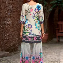 MOJILAA Printed Round Neck Tunic With Palazzo image 4