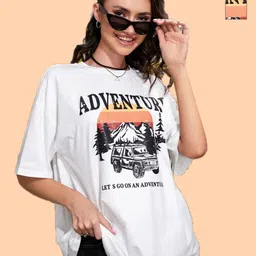 Metronaut Women Pack of 2 Graphic Printed Round Neck Cotton Oversized T-shirts-picture-31