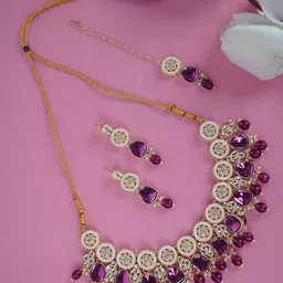 Divisha 18k Gold-Plated Stones Studded & Beaded Jewellery Set-picture-24
