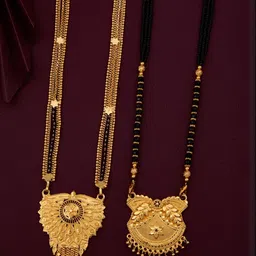 Bhanu diam Gold-Plated & Black Brass Mangalsutra-picture-13