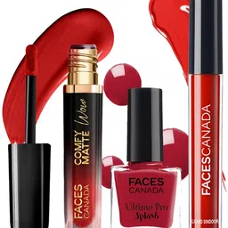 FACES CANADA Set Of 3 Comfy Lipstick & Ultime Pro Splash Nail Polish & Liquid Sindoor-picture-13