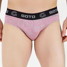 GOTO Men Pack Of 2 Striped Basic Briefs - COTTON BLEND STRIP OUT EL Orange Red image 4