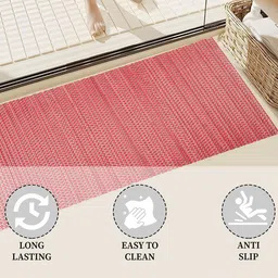 Kuber Industries Red 110 GSM Anti-Skid Bath Rug image 2
