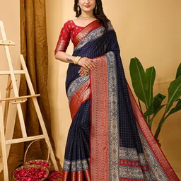 V3 FASHION STUDIO Ethnic Motifs Zari Art Silk Saree-image-52