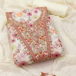 Panzora Floral Embroidered Thread Work Unstitched Dress Material-picture-21