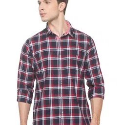 SNX Checked Spread Collar Long Sleeves Cotton Tailored Fit Shirt-picture-12