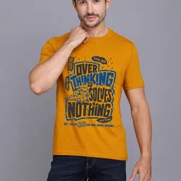 TEEFOX Typography Printed Short Sleeves Round Neck Casual T-shirt-image-1